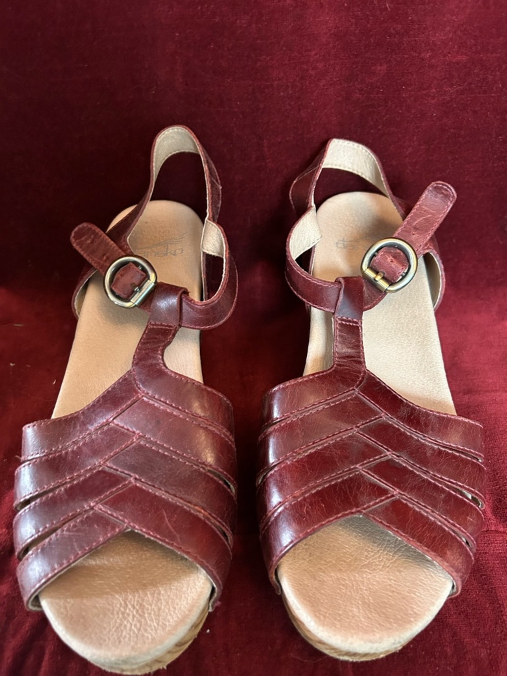 Dansko Burgundy Leather Sandals
